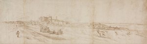 Uitzicht op Het Castello Bracciano, nabij Rome met koets en figuren door Jacques Callot