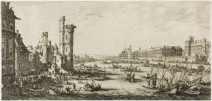 Zicht op het Louvre door Jacques Callot