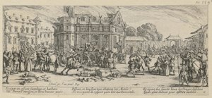 Vernietiging van een klooster, blad 6 uit de reeks „Ellende van de oorlog“ door Jacques Callot