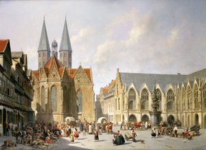 De Oude Marktplein, Braunschweig, 1890 door Jacques Carabain