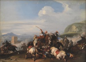 Slagveld met Turkse cavalerie door Jacques Courtois