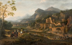 Landschap met ruiters door Jacques Courtois