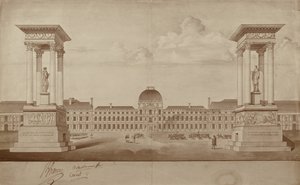Plan voor de monumenten ter herdenking van 14 juli en 10 augustus, te plaatsen op Place du Carrousel