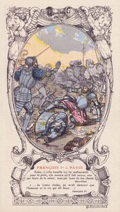 Koning Frans I van Frankrijk gevangen genomen bij de Slag bij Pavia, Italië