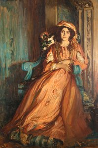 Portret van Mabel Dodge Luhan 1879-1962 bij de Villa Curonia nabij Florence, 1911