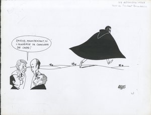 Le Figaro, satire in zwart-wit door Jacques Faizant
