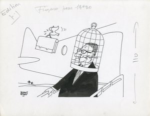 Le Figaro, satire in zwart-wit door Jacques Faizant