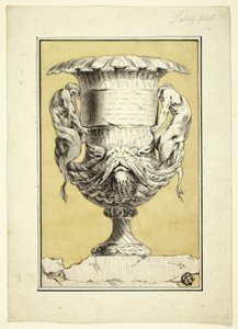 Monumentale vaas met antropomorfe figuren door Jacques Francois Joseph Saly