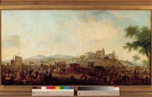 Zicht op het militaire manoeuvreerkamp onder bevel van de Prins van Condé nabij Saint Omer van 5 augustus tot 25 september 1788 door Jacques Francois Joseph Swebach