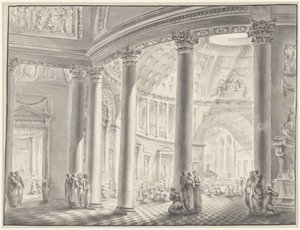 Interieur van een koepelkerk door Jacques François Blondel