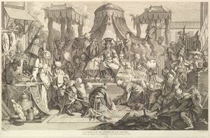 De audiëntie van de Chinese keizer, uit Chinois... door Jacques Gabriel Huquier