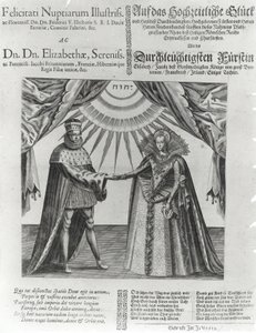 Een pamflet over het huwelijk van Frederik V, keurvorst van de Palts, en prinses Elizabeth van Engeland, 1613 door Jacques Granthomme