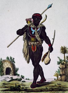 Man van de Namaquas stam, Afrika, gravure uit Encyclopedia of voyages