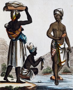 Wasvrouwen uit Santo Domingo (kleurgravure)