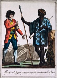 Alcaty, stamhoofd van Gorée, Senegal, gravure uit een tekening door Labrousse, uit Encyclopedie des Voyages, door Jacques Grasset de Saint-Sauveur