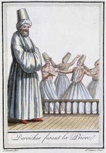 Derwisjen die bidden (draaiende derwisjen) - in "Encyclopédie des voyages" door Grasset Saint Sauveur, ed. Parijs 1796