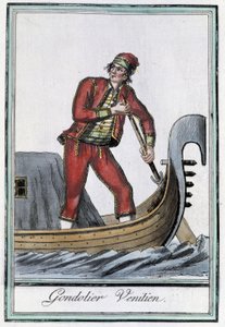 Gondelier in Venetië - in "Encyclopédie des voyages" door Grasset Saint Sauveur, ed. Parijs 1796