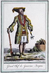 Grote Hoofdman van Iroquois Krijgers - in "Encyclopedie van Reizen" door Grasset St Sauveur, Parijs door Jacques Grasset de Saint Sauveur