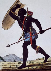 Juida krijger, Afrika, gravure uit Encyclopedie van reizen