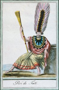 Koning van Tahiti, Society-eilanden, kleurgravure uit tekening door Labrousse uit Encyclopedie des Voyages door Jacques Grasset de Saint-Sauveur door Jacques Grasset de Saint Sauveur