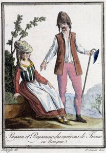 Boer en boerin van Fiume (Kroatië) - in "Encyclopedie van Reizen" door Grasset St Sauveur, ed. 1796 (gravure)