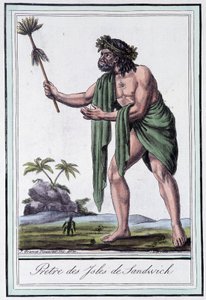 Priester van de Sandwich-eilanden - in "Encyclopédie des voyages" door Grasset Saint Sauveur, ed. Parijs 1796 door Jacques Grasset de Saint Sauveur