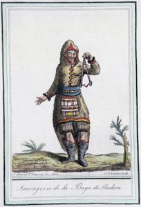 Sauvagesse van Hudson Bay (Canada) - in "Encyclopedie van Reizen" door Grasset St Sauveur, ed. 1796
