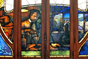 Nancy, Art Nouveau, Kamer van Koophandel, Glas-in-loodramen door Jacques Gruber