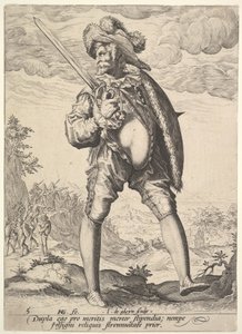 Soldaat, gewapend met breedzwaard en schild, uit Officieren en soldaten, 1587