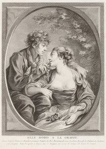 Elle mord à la grappe (Ze sterft aan de druif). 1768 door Jacques Jean Pasquier