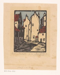 Huisjes in Den Haag door Jacques Jeichienus Ottens (signed by artist)