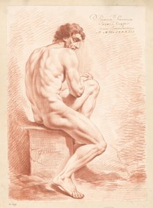 Zittend mannelijk naakt, op de rug gezien (1e prijs 1783) door Jacques Kuyper