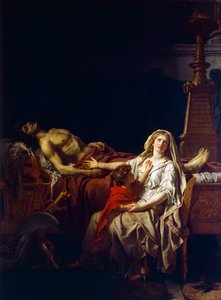 Andromache rouwt over het lichaam van Hector, door Jacques-Louis David (1748-1825) door Jacques Louis (studio of) David