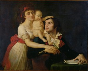 Camille Desmoulins, zijn vrouw Lucile en hun zoon Horace-Camille door Jacques Louis (workshop of) David