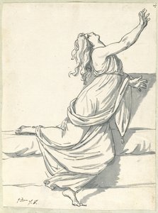 Een radeloze vrouw met haar hoofd achterover geworpen door Jacques Louis David