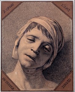 Studie naar de natuur van het hoofd van Jean Paul Marat (1763-1793) vermoord op 13/07/1793 Tekening door Jacques Louis David (1748-1825)