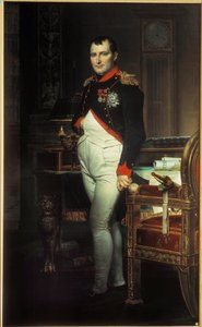 Portret van Napoleon I (1769-1821) in zijn werkkamer in de Tuilerieën. Schilderij van Jacques Louis David (1748-1825) 1812. Privécollectie. door Jacques Louis David