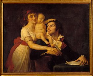Portret van Camille Desmoulins (1760-1794), zijn vrouw Lucile (1771-1794) en hun zoon Horace Camille (1792-1825) door Jacques Louis David