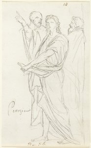 Schets van Drie Klassieke Figuren door Jacques Louis David