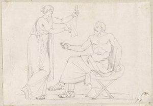 Socrates en Diotime door Jacques Louis David