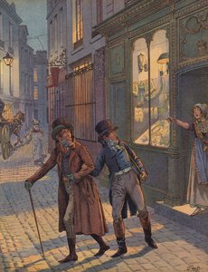 Een Straatscène in Parijs door Jacques Marie Gaston Onfray de Breville (Job)