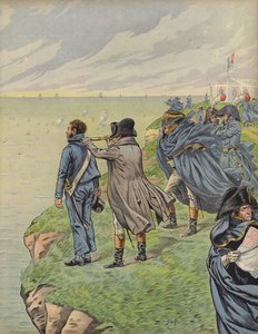 Napoleon Bonaparte inspecteert zijn vloot terwijl ze vertrekken uit Boulogne