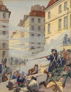 Revolutionaire onrust op de straten van Frankrijk door Jacques Marie Gaston Onfray de Breville (Job)