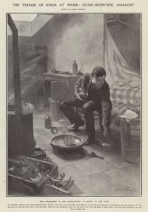 De terreur van koningen aan het werk: quasi-wetenschappelijke anarchie (litho) door Jacques Marie Omer Camoreyt