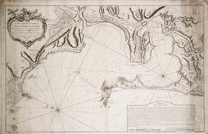 Hydrografische kaart van de Baai van Cadiz door Jacques Nicolas Bellin