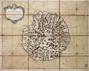 Kaart van het eiland Bourbon, voorbereid bij het depot van kaarten en zeekaarten door Jacques Nicolas Bellin