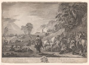 Cavalerie in rust door Jacques Philippe Le Bas