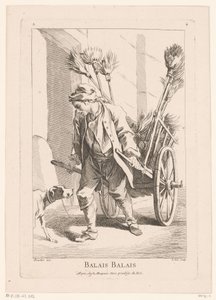 Straatverkoper met bezems