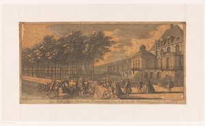 Gezicht op een laan bij de Cour de la Fontaine van kasteel Fontainebleau door Jacques Rigaud