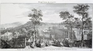 Uitzicht op het Kasteel in het park van St Cloud, aan de kant van de grote laan door Jacques Rigaud